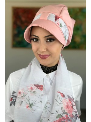 Butik Ambar Toz Pembe Biritli Fularlı Şapka Bone