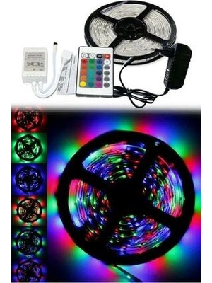 End Elektrik LED Animasyonlu Tak Çalıştır Kumandalı Trafolu Rgb Şerit Işık Aydınlatma 5 Metr