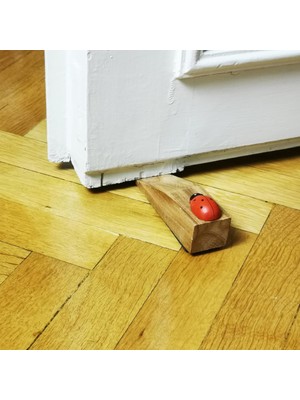 Çanak Sepeti 2'li Ahşap Kapı Altığı Altı Stoperi Kahveuğurböceği