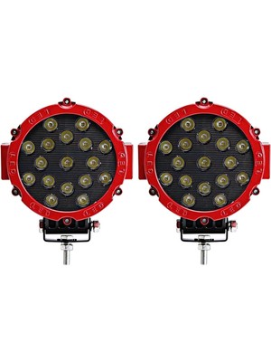 Team Car 2'li Off Road Sis Lambası 16 cm Yuvarlak 17 Led Kırmızı