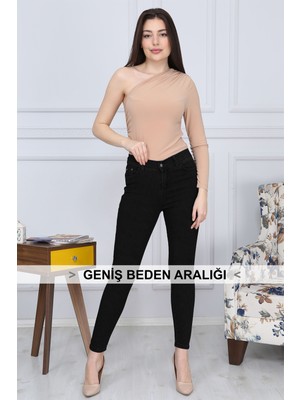 Gül Moda Kadın Siyah Denim Dar Paça Jean Pantolon G026-1