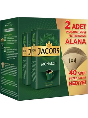 Jacobs Monarch Filtre Kahve 250GRX2 + Filtre Kağıdı 40 Adet