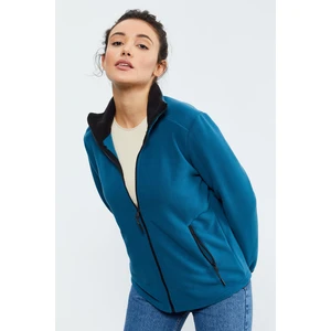 Zümrüt Dik Yaka Fermuarlı Rahat Form Kadın Polar Sweatshirt - 97173
