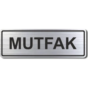 Hediyem Yolda Mutfak Kapı Yönlendirme Levhası 15 cm x 5 cm Gümüş Renkli Rezopal Levha