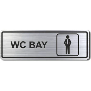 Hediyem Yolda Wc Bay Tuvalet Kapı Yönlendirme Levhası 15 cm x 5 cm Gümüş Renkli Rezopal Levha