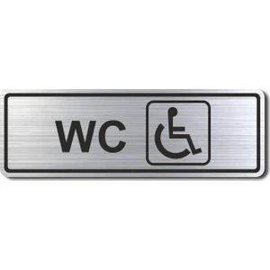 Hediyem Yolda Wc Engelli Tuvalet Kapı Yönlendirme Levhası 15 cm x 5 cm Gümüş Renkli Rezopal Levha