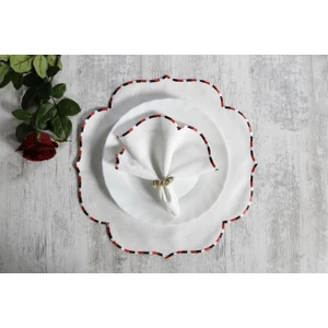 Caka Home  2'li Supla Ebruli Nakışlı Keten Efektli