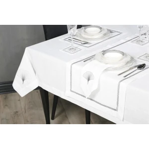 Caka Home  2'li Peçete Zikzak Nakışlı Keten Efektli