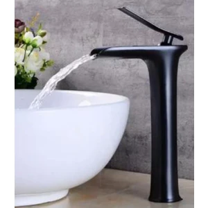 Banyo Çanak Lavabo Batarya Siyah Şelale Model