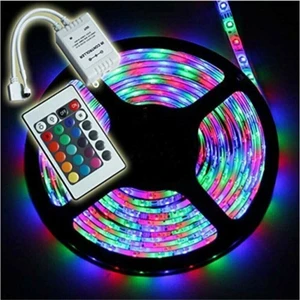 Pratik Mağazam  LED Animasyonlu Tak Çalıştır Kumandalı Trafolu Rgb Şerit Işık Aydınlatma 5 Metre