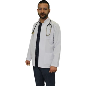 Safa Forma Hakim Yaka Erkek Doktor Önlüğü , Hemşir , Öğretmen , Lab Eczacı Laboratuvar Önlüğü , Beyaz Önlük