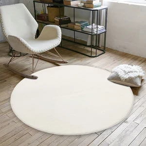 Yıkanabilir Post Peluş Desen 4004 Süt Beyaz 150X150 cm Daire Dod Taban Halı