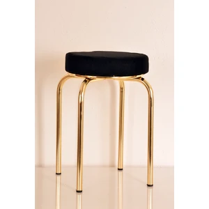 Yılmaz Masacılık 6 Adet Siyah Tay Tüyü Altın Profil Tabure Metal Tabure Mutfak Taburesi Kalın Tabure