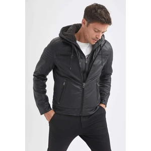 Slim Fit Kapüşonlu İçi Yumuşak Tüylü Suni Deri Mont N9693Az21Wn