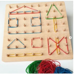 Montessori Geoboard & Lastikli Şekiller Eğitici Kartlı Geometri Oyunu