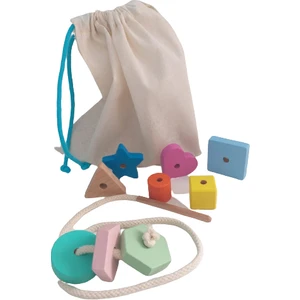 Montessori Giz Torbası ve Ip Geçir Geometrik Şekiller Ikili Eğitici Kartlı Oyunu