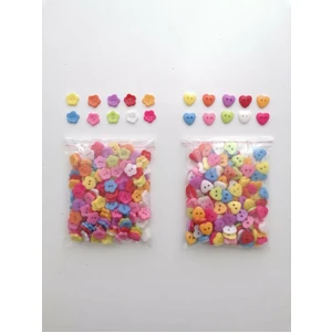 Sihirli Halka Amigurumi 50 Adet Kalp ve 50 Adet Çiçek Düğme (10 Renk)