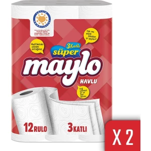 3 Katlı Rulo Kağıt Havlu 12 Rulo 2 Paket Ultra Emici ve Dayanıklı