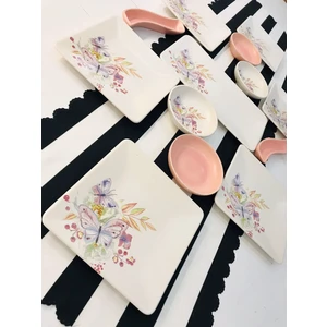 6 Kişilik 13 Parça Kare Bahar Kahvaltı Takımı