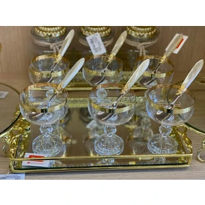 Bohemia Crystal Sterna 6'lı Altın Yaldızlı Dondurmalık Çerezlik Kase