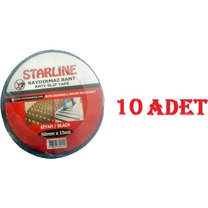 50 mm * 15 M Yüksek Tutuşlu Kaydırmaz Bant Starline Siyah x 10 Adet