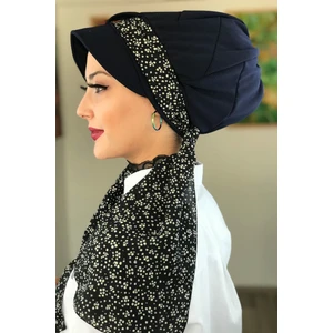 Butik Ambar Lacivert Fularlı Şapka Bone