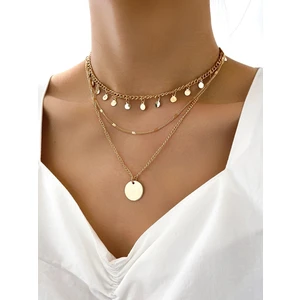X-lady Accessories Yuvarlak Detaylı Pullu Çok Katmanlı Altın Renk Kolye