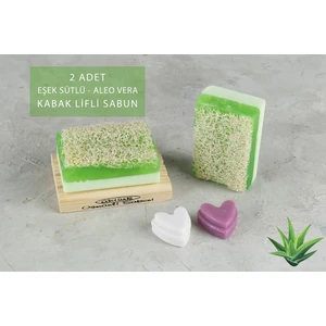 Aktürk Osmanli Sabuni Eşek Sütlü & Aloe Veralı Kabak Lifli 2'li Sabun 240GR