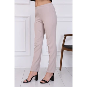 Gül Moda Bayan Büyük Beden Beli Lastikli Pantolon Bej