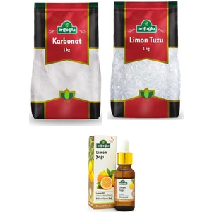 Karbonat 1 kg + Limon Tuzu 1 kg + Limon Yağı 20 ml 3'lü