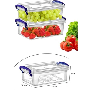 Plastik Kapaklı Şeffaf Kilitli Saklama Kabı 2 Adet x 2 Lt