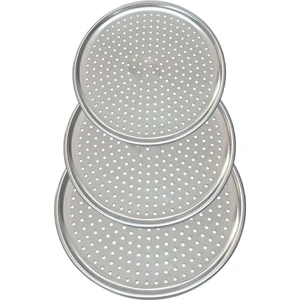3'lü Set Lüx Çelik Delikli Pizza Tepsisi