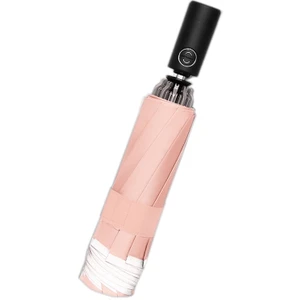 Zsykd Otomatik Katlanır Vinil Tri-Fold Şemsiye (Ters Pembe) (Yurt Dışından)