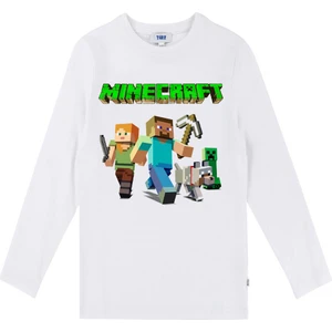 Minecraft Uzun Kollu Çocuk Tişört Beyaz