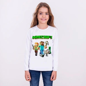 Minecraft Uzun Kollu Çocuk Tişört Beyaz