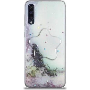 Case World Caseworld Samsung Galaxy A50 Kapak Mermer Desenli Pop Socketli Silikon Kılıf - Beyaz
