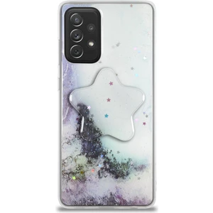 Case World Caseworld Samsung Galaxy A72 Kapak Mermer Desenli Pop Socketli Silikon Kılıf - Beyaz