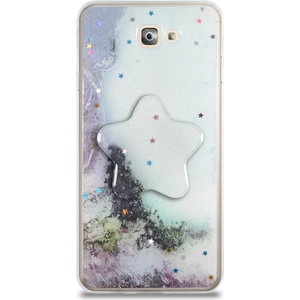 Case World Caseworld Samsung Galaxy J7 Prime 2 Kapak Mermer Desenli Pop Socketli Silikon Kılıf - Beyaz