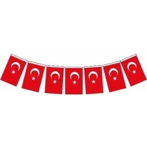 Event Party Store Türk Bayrağı Kağıt Ipli Sıralı  Ay Yıldız 50'li 5,50 cm 11CM x 19CM