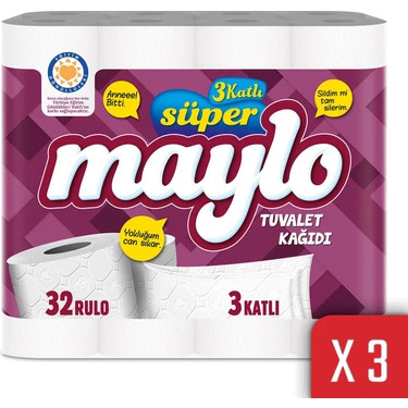 Maylo  Maylo 3 Katlı Tuvalet Kağıdı 32'li 3'lü