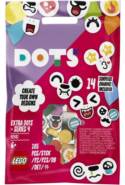 LEGO® DOTS Ekstra DOTS – Seri 4 41931 - Çocuklar için Yaratıcı Kendin Yap Oyuncak Dekorasyon Yapım Seti (105 Parça)