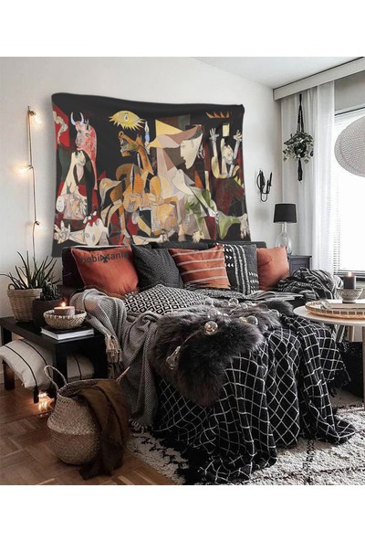 Hobimania Duvar Örtüsü Tapestry Pablo Picasso Renkli Guernica 150X100 cm Duvar Dekorasyon Moda