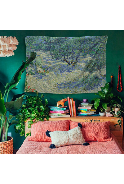 Hobimania Duvar Örtüsü Tapestry Vincent Van Gogh Olive Orchard 150X100 cm Duvar Dekorasyon Moda