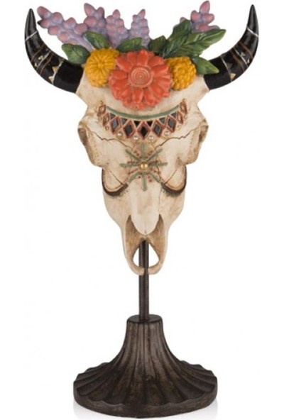 Miamantra Bufalo Kafası Dekor - Çiçekli (36 cm * 20 cm *13 Cm)
