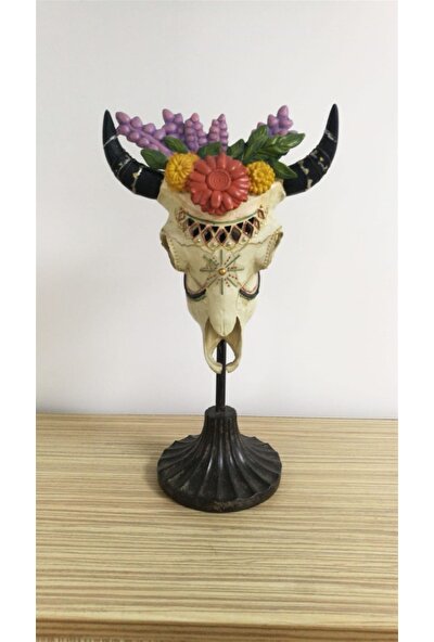 Miamantra Bufalo Kafası Dekor - Çiçekli (36 cm * 20 cm *13 Cm)