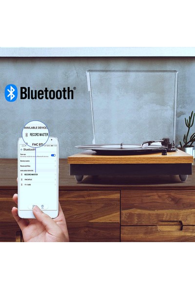 Record Master TT202J Pikap - Bluetooth Özellikli - Tüm Plaklar Ile Uyumlu