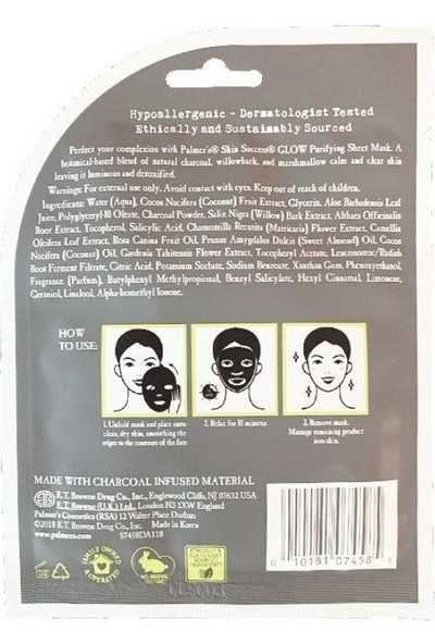 Palmer's Skin Success Glow Purifying Sheet Mask Arındırıcı Maske