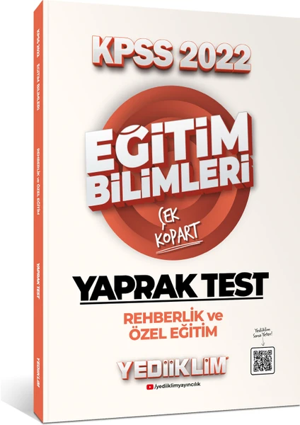 Yediiklim Yayınları 2022 KPSS Eğitim Bilimleri Rehberlik ve Özel Eğitim Çek Kopart Yaprak Test