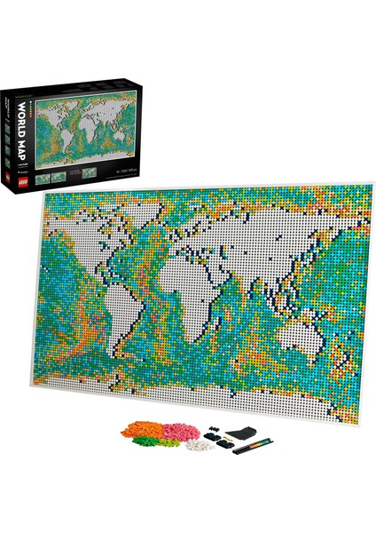 Art Dünya Haritası 31203 Yapım Seti; Proje ve Harita Tutkunları için Anlamlı; Koleksiyonluk bir Duvar Resmi (11.695 Parça)