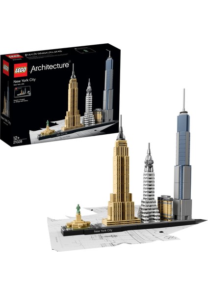 Architecture New York City 21028 - Seyahat, Mimari ve Tarih Meraklısı Yetişkinler için Koleksiyonluk Yapım Seti (598 Parça)